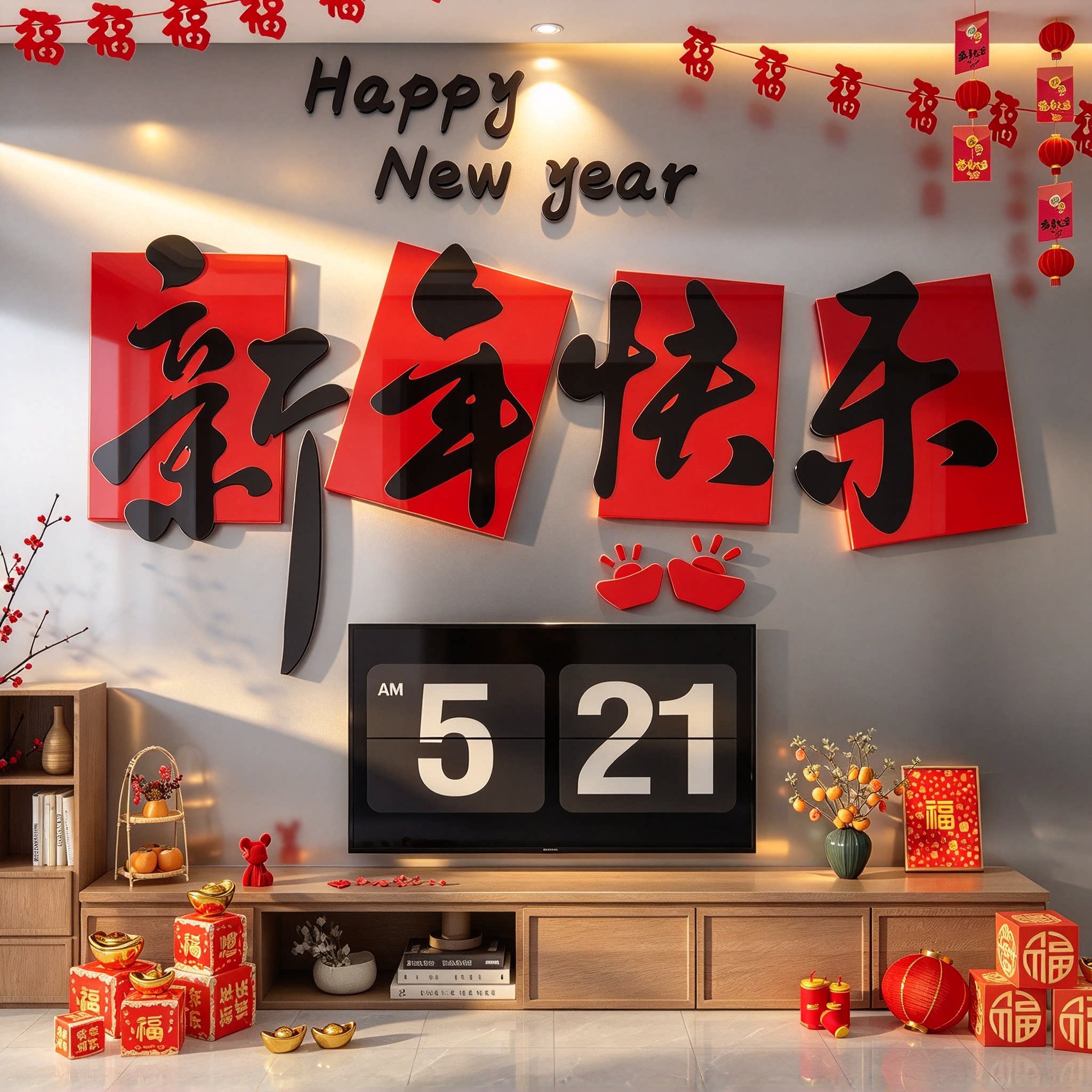 2027新年快乐亚克力立体字墙贴