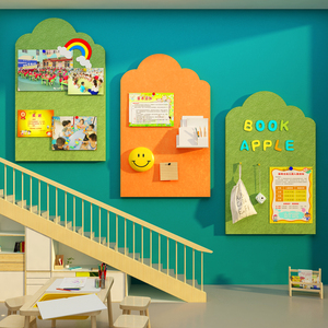毛毡作品展示板幼儿园楼梯文化墙面装饰环创主题成互动室布置贴纸