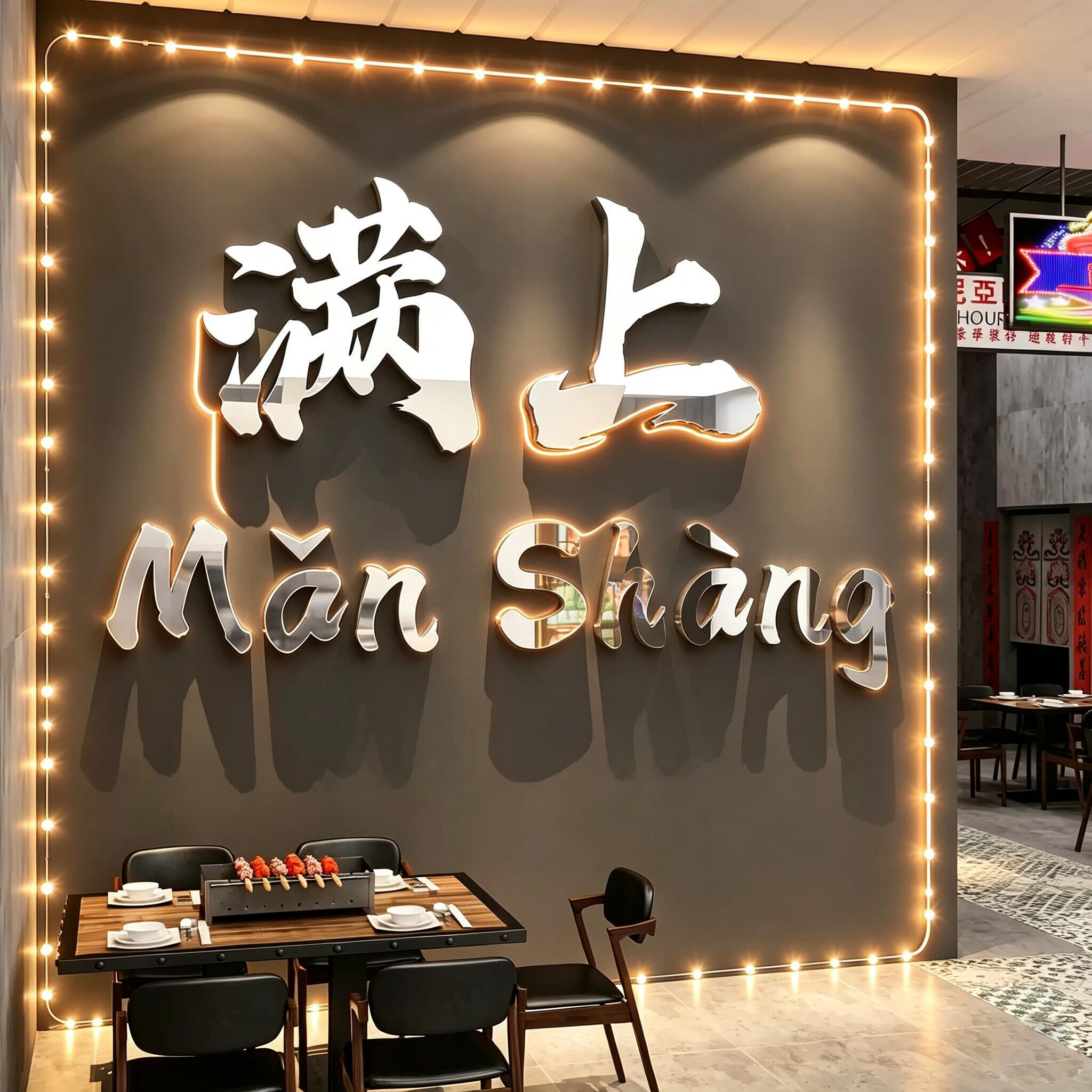 网红烧烤肉串饭店墙面装饰品