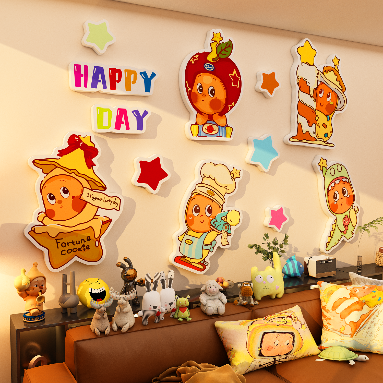 星人环创客厅墙面装饰沙发电视机背景贴壁画新款自粘亚克力3d立体