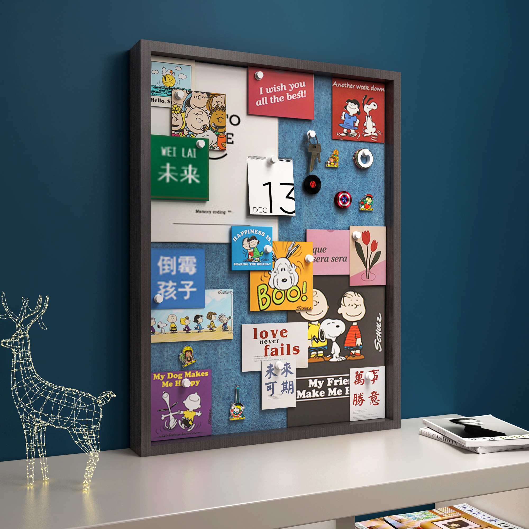 毛毡板展示留言创意照片墙相框卧室装饰房间布置成品摆件床头桌贴