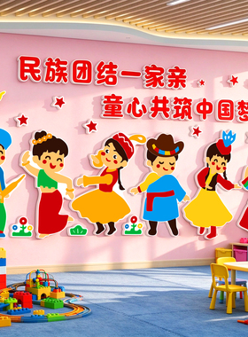 民族团结一家亲传统文化墙贴