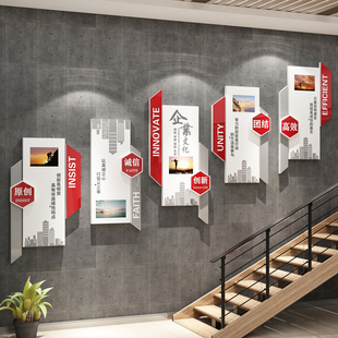 办公室司楼梯墙面装饰企业文化氛围布置进门形象高级感标语贴工厂