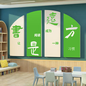 绘本馆环创图书角布置阅览读区教室墙面装饰幼儿园班级文化自习贴