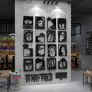 网红清吧小酒馆墙面装饰场氛围布置工业风餐饮烧烤店创意壁画形象