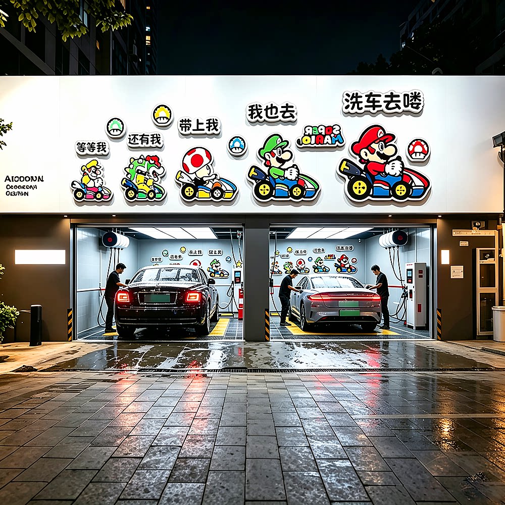 洗车店4S店形象墙贴防水自粘