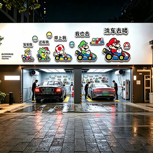 洗车店4S店形象墙贴防水自粘