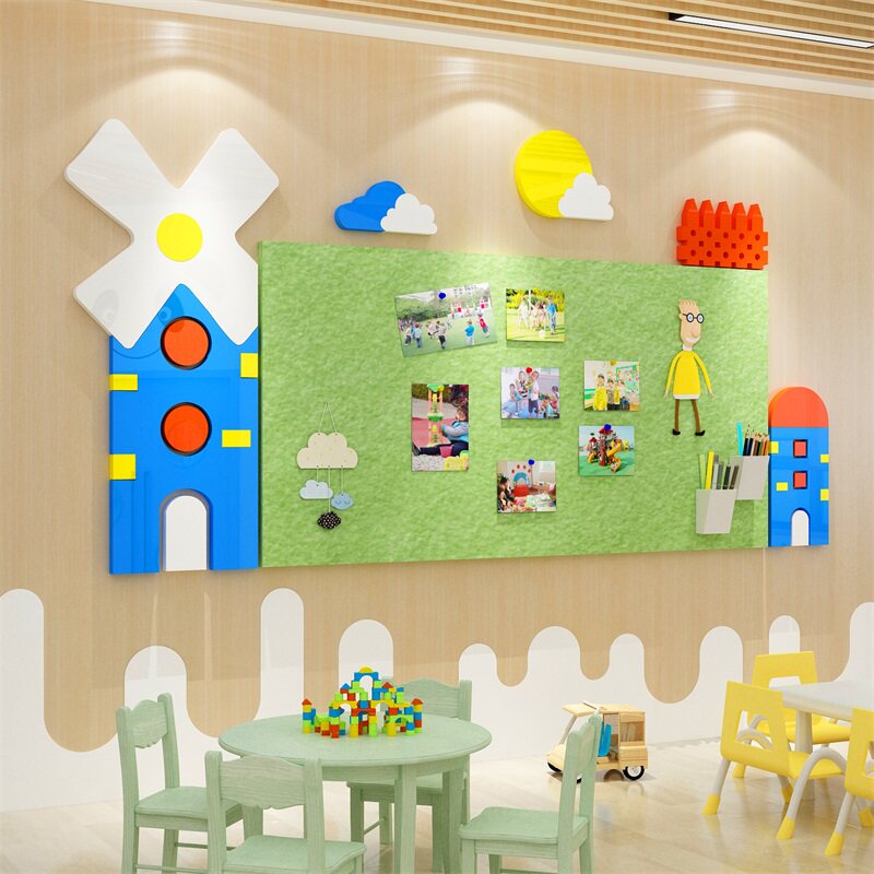 毛毡照片作品展示板幼儿园