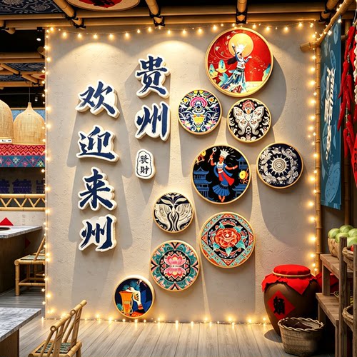 贵州元素民族酸汤餐饮馆壁挂画