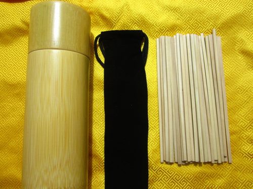 禾木易经筹策蓍草外圆方型竹筒