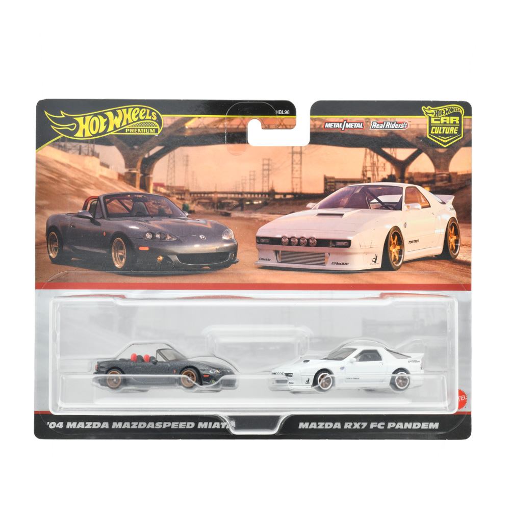 风火轮HotWheels文化铁底胶胎马自达双车套MazdaSpeed RX7 FC
