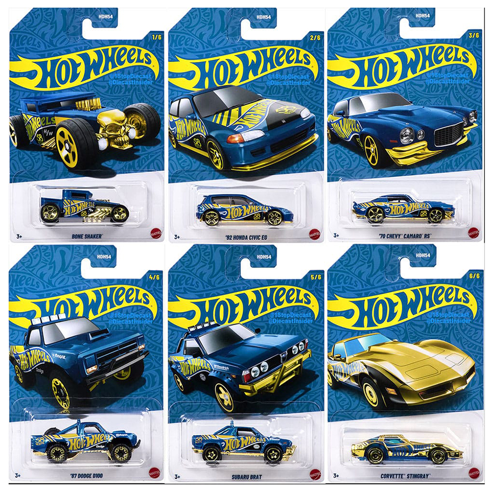 风火轮Hotwheels58周年限定第一套思域道奇斯巴鲁科尔维特 HDH54