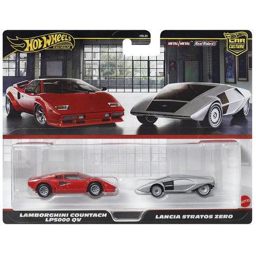 风火轮HotWheels文化铁底胶胎兰博基尼蓝旗亚双车套LP5000