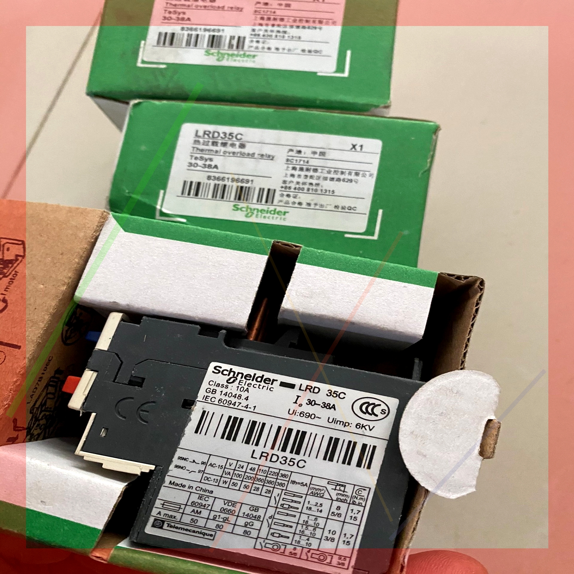 询价!施耐德 热过载继电器 LRD35C 30-38A 全新原装