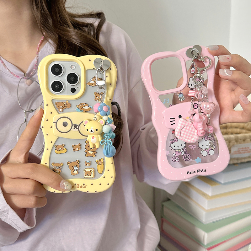 围边波点轻松熊骑车kt适用于苹果16promax手机壳iphone15保护套14手链13防摔新款全包15pro女max手机套高级感