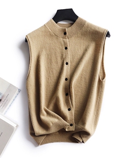 23秋季网红针织圆领羊绒马甲女宽松背心外穿无袖纯羊毛开衫薄坎肩