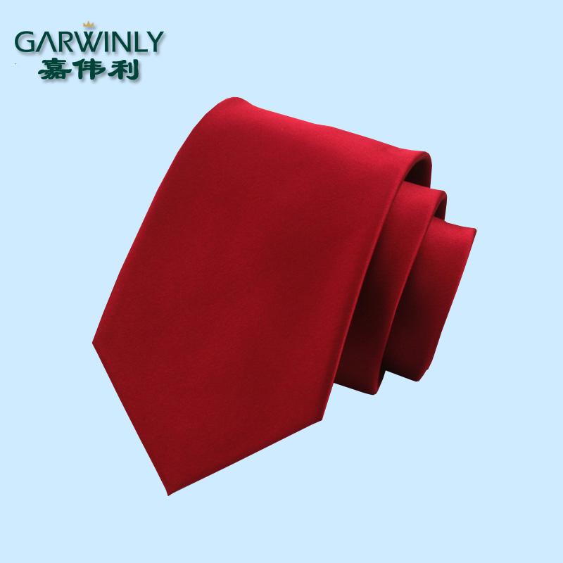 8cm商务风深红色新郎结婚领带