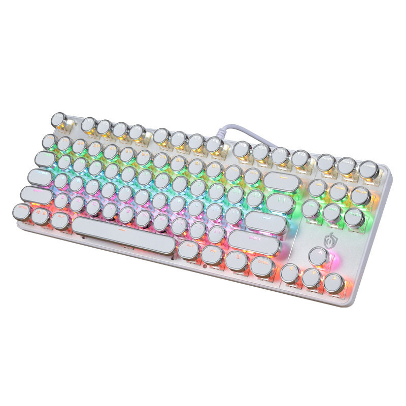 跨境机械键盘有线青轴游戏电竞台式87键电脑发光键盘 送拔轴器+轴