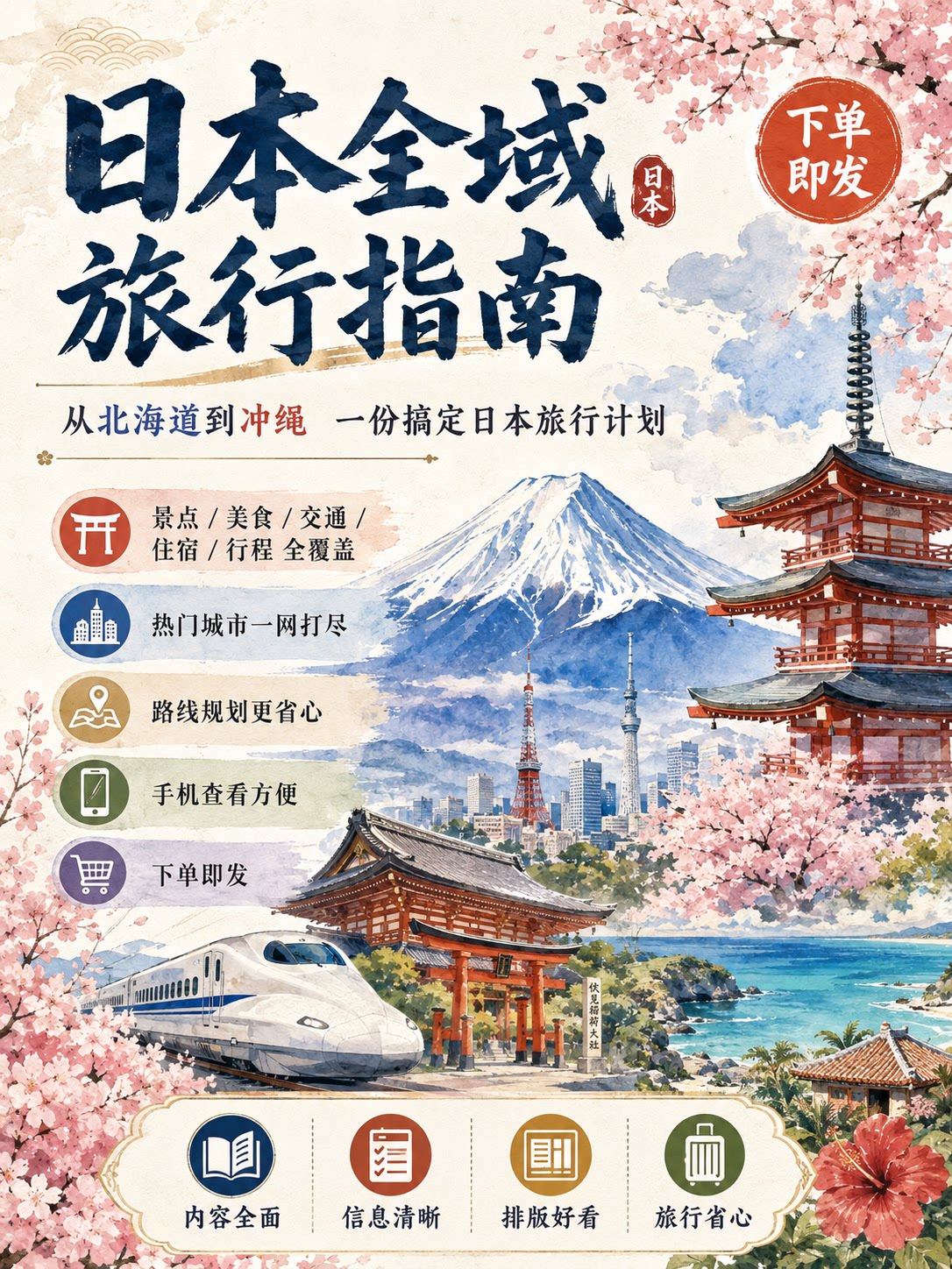 日本全区域旅游攻略手册自由行景PPT设计
