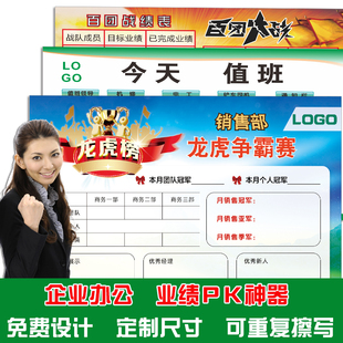 软白板磁性白板业绩榜龙虎文化墙贴绩效看板公告通知宣传栏定制