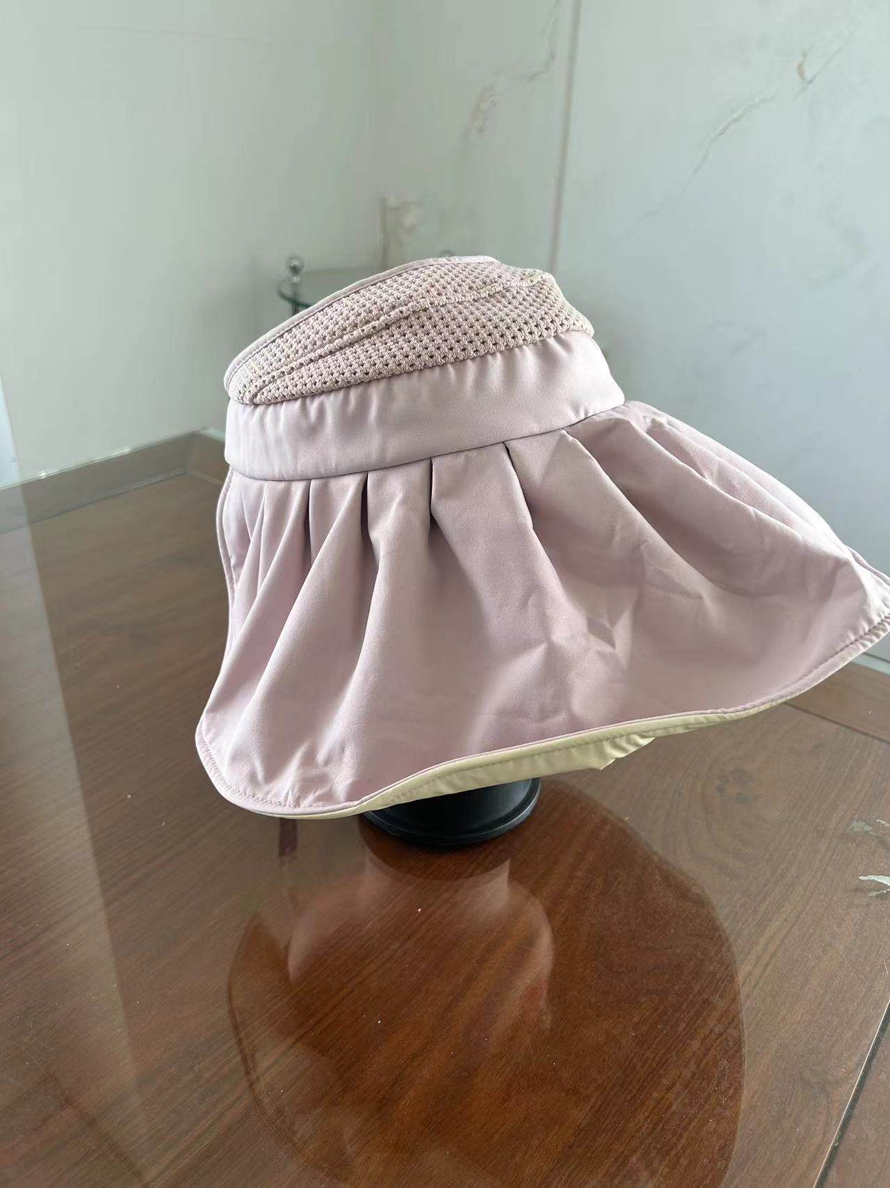 防晒帽女夏季防紫外线贝壳遮阳帽空顶太阳帽子大檐夏天可折叠 - 实物图