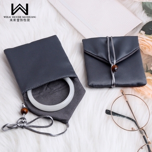 文玩佛珠珠宝首饰包装袋黄金手镯收纳袋子古法金袋红蓝棕色绕绳