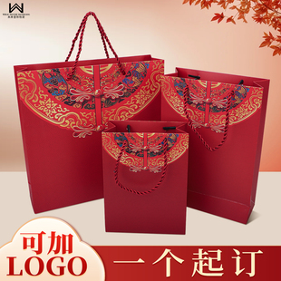 中式风首饰袋手提袋礼品袋复古民族风红色喜庆纸袋送人可logo