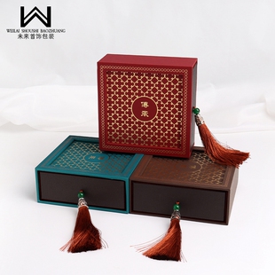 抽拉流苏复古传承首饰包装盒吊坠手镯饰品收纳盒子礼品盒烫金logo