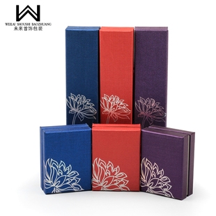 烫银荷花首饰盒 戒指吊坠手镯项链耳钉佛珠手链金银玉器包装盒子