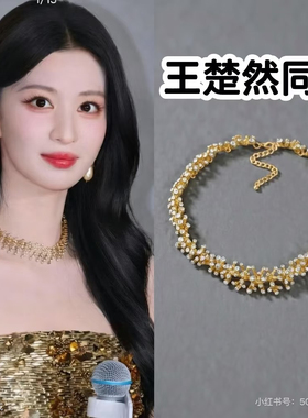 这一秒过火王楚然任素素同款满钻瀑布花枝叶状颈链锁骨链女