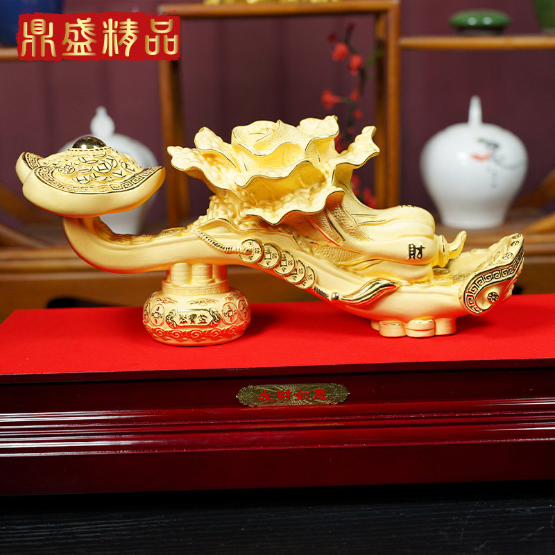 百财如意沙金白菜摆件客厅招财装饰品店铺乔迁开业礼品办公桌摆件
