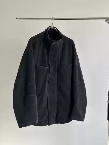 Vjd009 Kenijima Style Black and Navy Blue Canvas Denim Stand Collar Coat Jacket