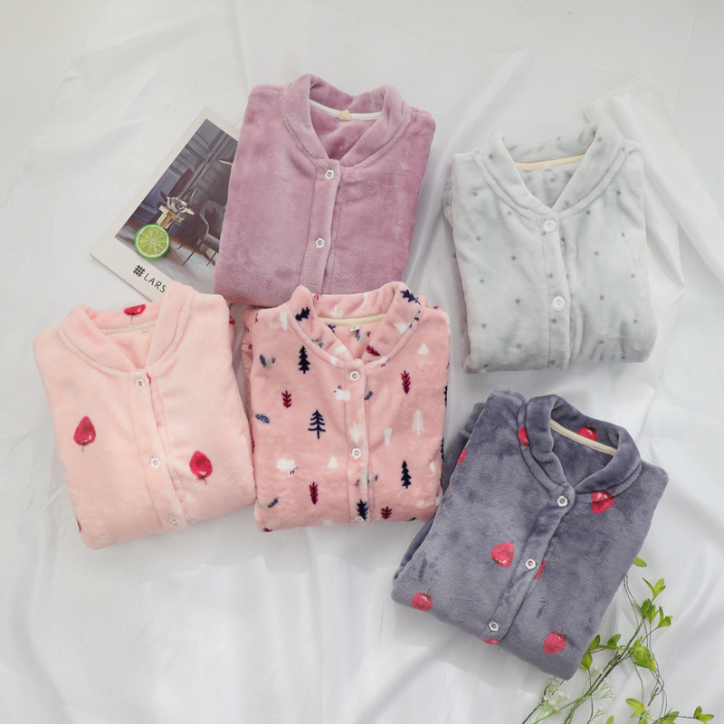 秋冬法兰绒女士加绒可爱家居服