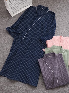 日式风中长款开衫加肥和服浴衣