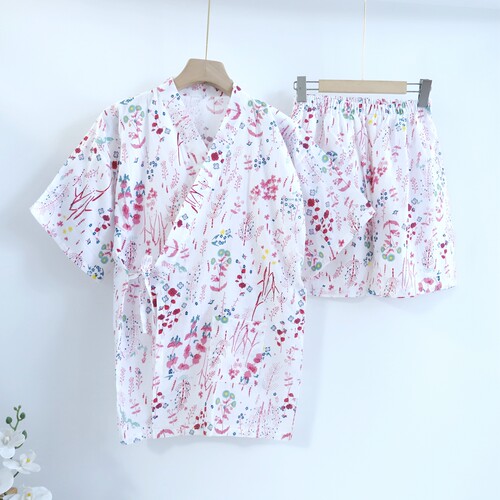夏季纯棉双层纱布短袖和服全棉日式和风系带洗浴SPA清仓处理
