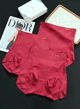 LP新品新年红女内高腰收腹提臀裤内裤红色本命年内裤