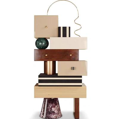 Memphis Carlton现代简约创意几何设计大理石置物架书房落地架