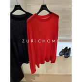 羊毛针织T恤衫 孤ZURICH 裸感舒适 宽松休闲长袖 HOME 洋气大红
