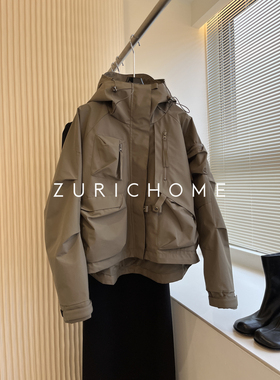 ZURICH HOME 重工重料 户外多口袋抽绳设计 户外工装风冲锋衣外套