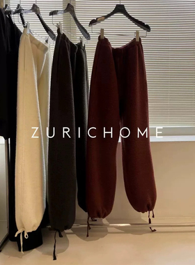 ZURICH HOME 萌奶可爱又保暖 圈圈绒肌里感 可爱羊毛束口休闲裤