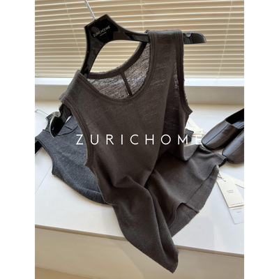 两穿做旧肌里卷边撕边羊毛背心