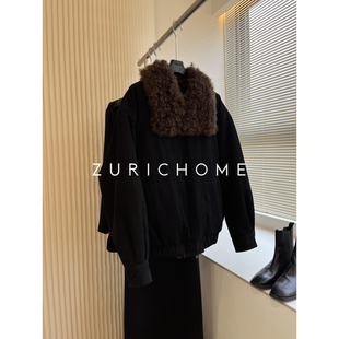 皮毛一体 重工重料90鹅绒服 磨绒翻领皮草派克服外套 HOME ZURICH