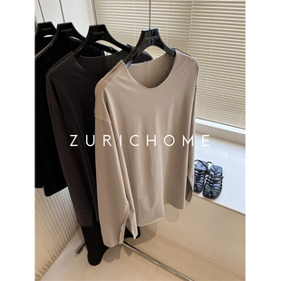 孤力荐宽松随兴大自由 松弛做自已 翻边反缝 缝缝宽松圆领长袖T恤