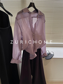 一见欣喜 自由庸懒 轻薄微透 孤三色都好美 宽松大廓型麻料衬衫