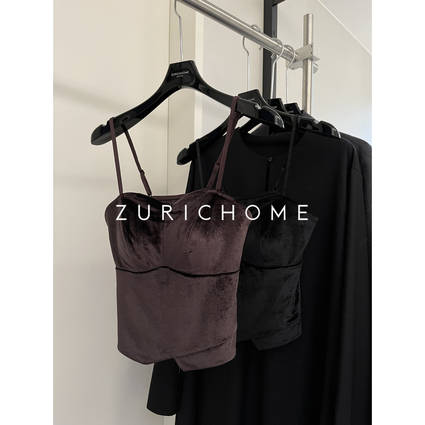 复古含胸垫丝绒美背抹胸吊带背心