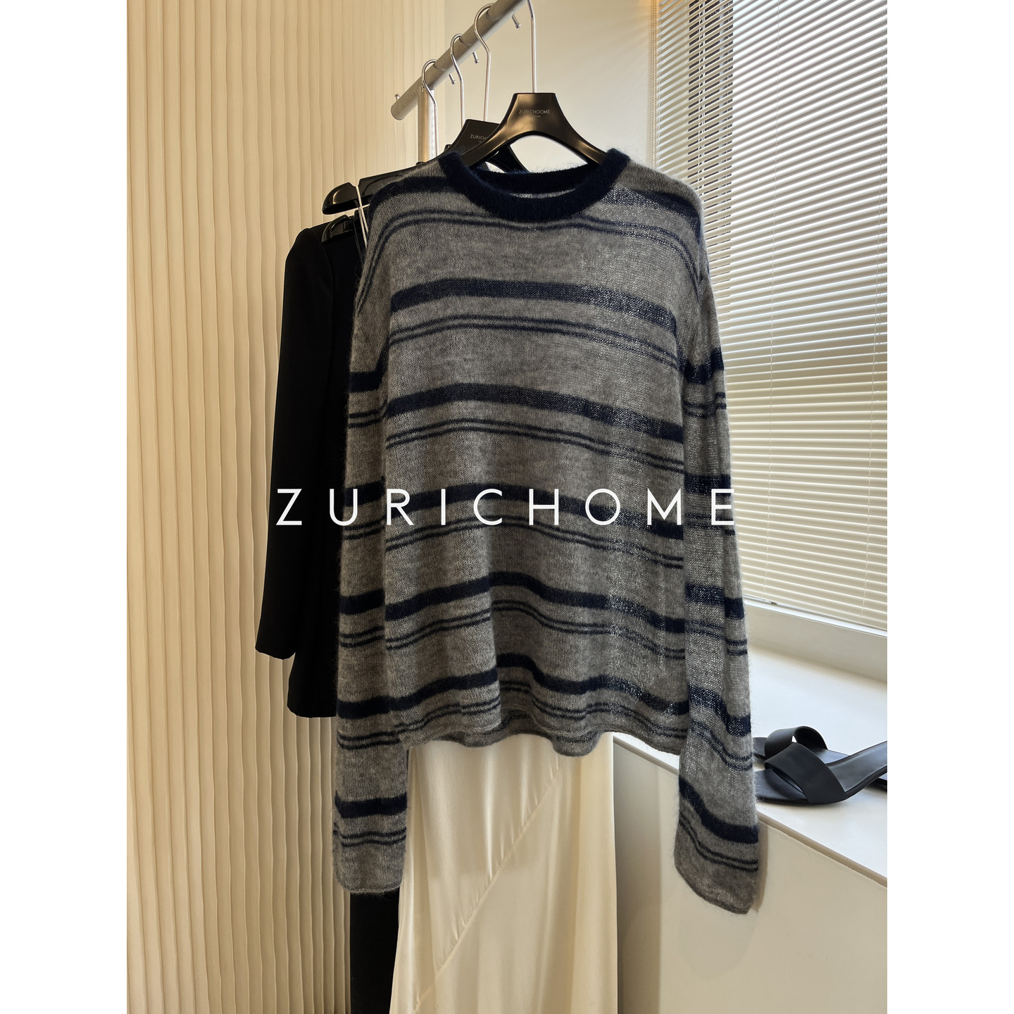 ZURICH HOME 2026春款 新预科风 洋气复古拼色条纹宽松休闲毛衣