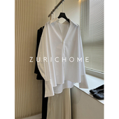 洋气又好搭 简约不简单 设计感大V领宽松茧型长袖 爱上了 白衬衫