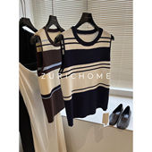 HOME 秋款 MIU系穿搭 孤ZURICH 洋气拼色 休闲学院风拼色针织背心