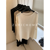 庸懒随兴及简风 轻薄显瘦 圆领和纸纱宽松针织衫 早秋款 上衣 三色