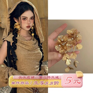 敦煌沙漠公主废土风灰色吊带穿搭上衣套装沙丘埃及连衣裙民族旅拍